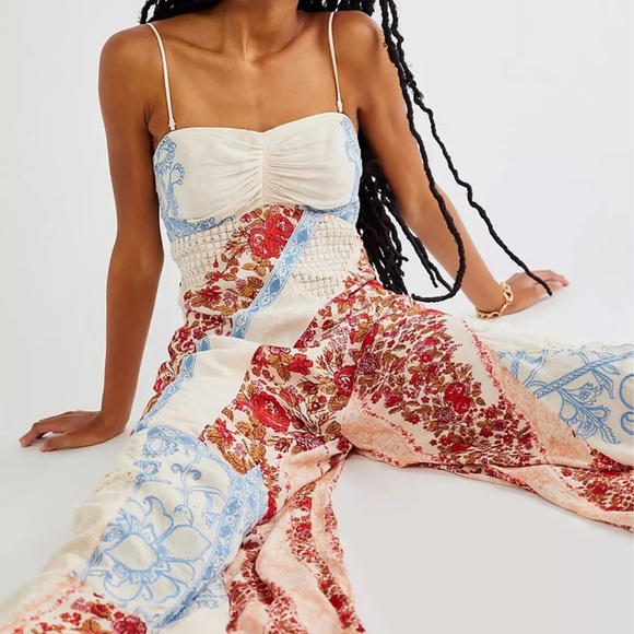 NWOT Free People Gianna Patchwork Jumpsuit - Picture 3 of 11